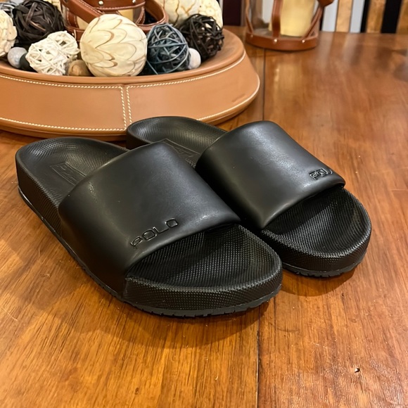 Polo Ralph Lauren Cayson black Slides Sandals Shoes new Mens Size 8 - Picture 2 of 13